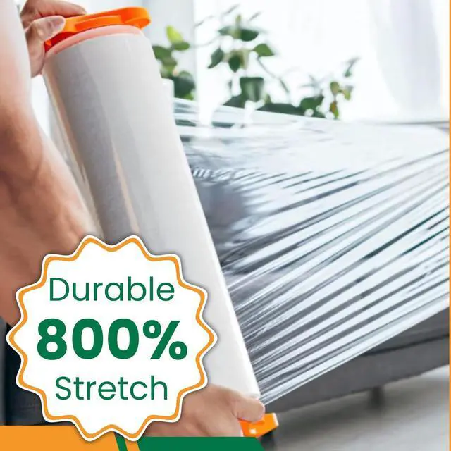 Alt view image 4 of 5 - NEXUSWAY 18'' Stretch Film Wrap for Moving - Stretch Film Pallet Wrap Roll Heavy Duty 1000 feet 80 Gauge Industrial Strength up to 800% Stretch 20 Microns for Shipping Moving Furniture (Pack of 8)