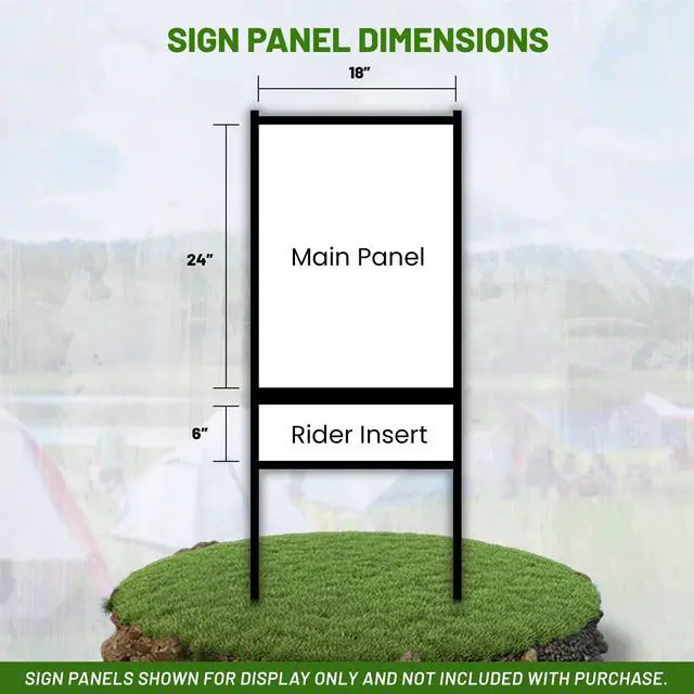Alt view image 4 of 6 - Real Estate H-Frame Yard Signs with 1 Rider, 24 x 18 in, Black, 3 Packs | Durable, Weather-Resistant Slide-In Assembly, Holds Foam Board & Poster Board, 3/4" Angle Iron, Steel Stakes for Outdoor Use