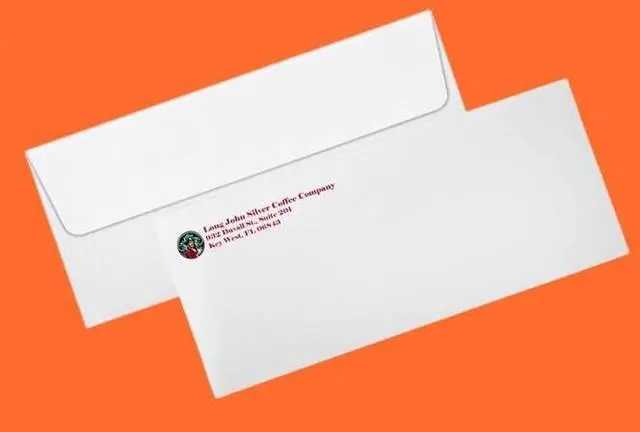 Alt view image 2 of 3 - 500 Printed Regular Envelopes #10, White, Gummed Enclosure or Optional Self Seal Security Tint, Text and Logo Customization, Size 4-1/8 x 9-1/2 Inches, 24 LB