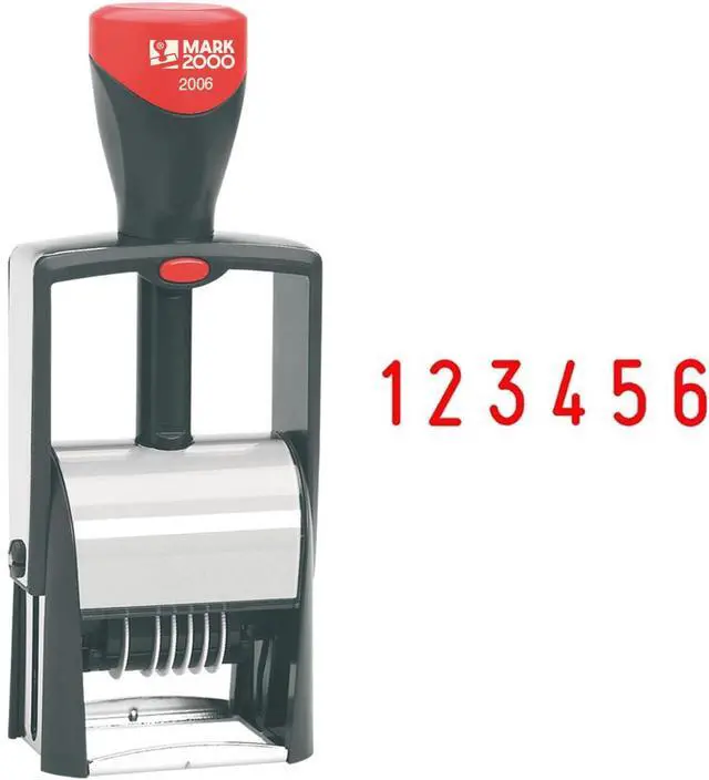 Main image of 2006 Self-Inking 6 Band Number Stamp - Red Color