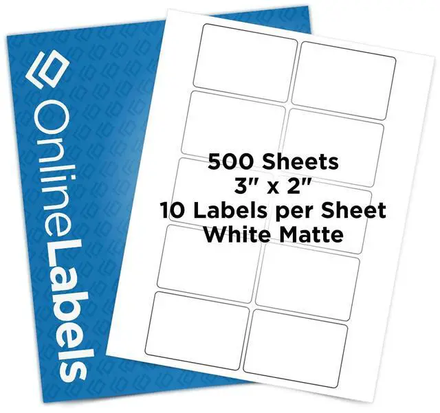 Main image of OnlineLabels 3" x 2" Wax Melt Labels - Matte - Inkjet/Laser - 500 Sheets | Permanent Adhesive, Blank Rectangle Labels, Inkjet & Laser Compatible, Ideal for Wax Melt, Soap, & Address Labels
