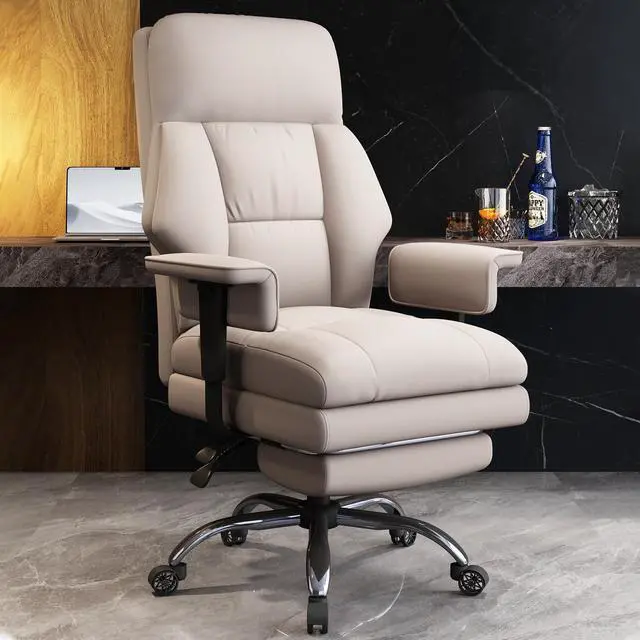 Main image of Office Chair with Leg Rest, Leather High Back Executive Office Chair with Wheels, Ergonomic Desk Chairs with Lumbar Support for Home Office