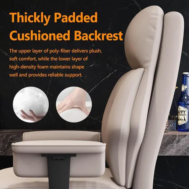Alt view image 5 of 7 - Office Chair with Leg Rest, Leather High Back Executive Office Chair with Wheels, Ergonomic Desk Chairs with Lumbar Support for Home Office