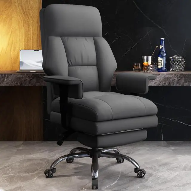 Main image of Office Chair with Leg Rest, Leather High Back Executive Office Chair with Wheels, Ergonomic Desk Chairs with Lumbar Support for Home Office