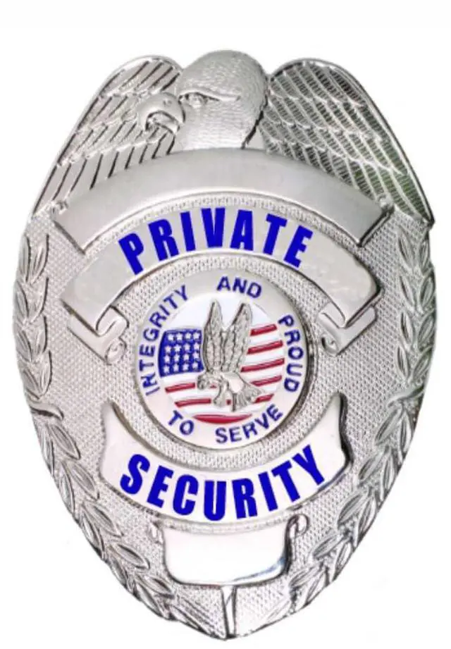 Main image of s Private Security Officer Universal Oval Badge + Holder: Standard Leather Shield Case with, Hook Fastener, 2-5/8" x 3-5 (Oval Badge 02, Nickel Badge - Leather Holder)