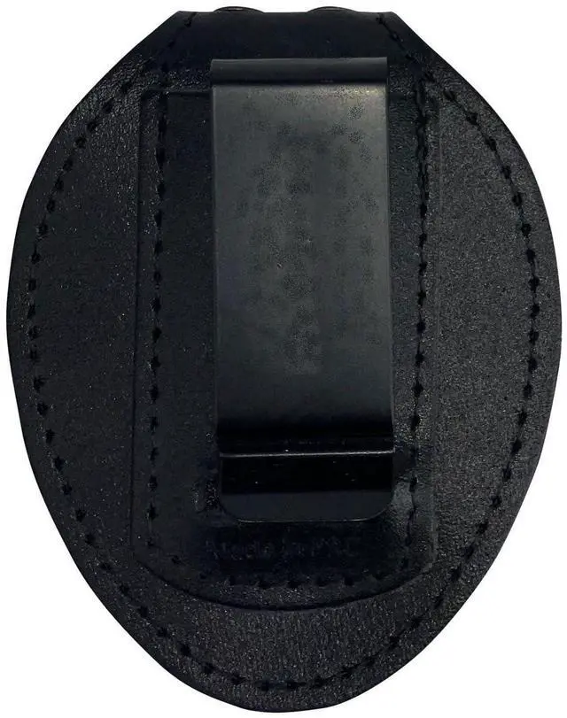 Alt view image 3 of 4 - s Private Security Officer Universal Oval Badge + Holder: Standard Leather Shield Case with, Hook Fastener, 2-5/8" x 3-5 (Oval Badge 02, Nickel Badge - Leather Holder)