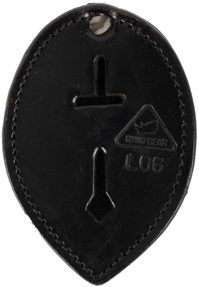Alt view image 3 of 5 - s Private Security Universal Oval Costume Badge + Holder: Standard Leather Shield Case with, Hook Fastener, 2-5/8" x 3-5 (Oval Badge, Brass Badge - Leather Holder)