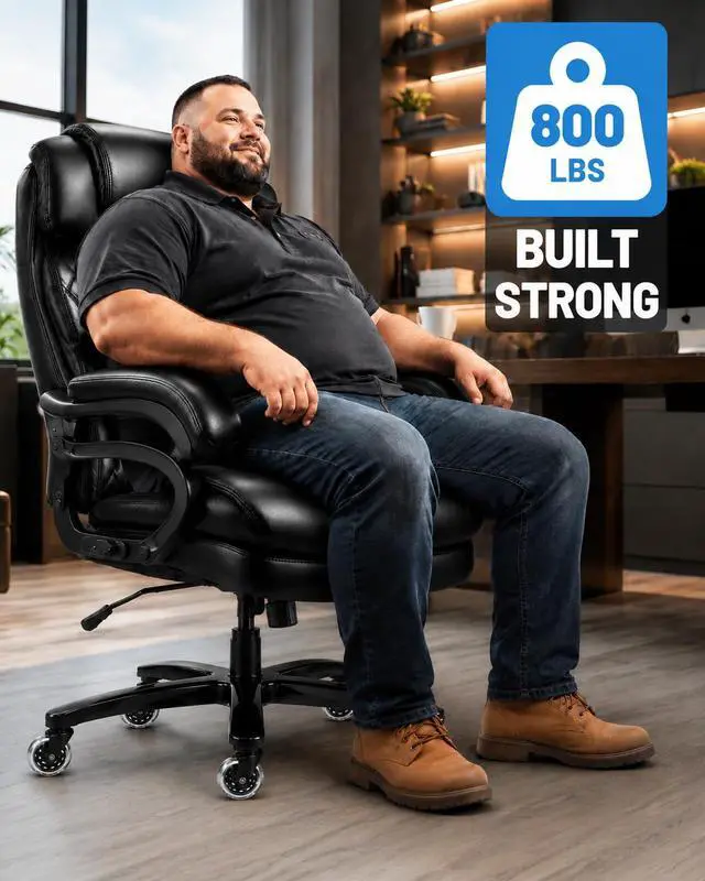 Alt view image 3 of 7 - Big and Tall Office Chair for Heavy People Executive Office Chair 360 Swivel Computer Desk Chair with Heavy Duty Casters Large Size Home Office Chairs