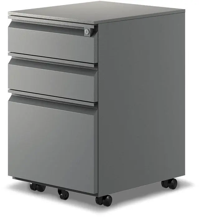Main image of 3-Drawer Mobile File Cabinets Rolling Vertical Metal Filing Cabinet for Legal & Letter File Anti-tilt Design with Lock Under Desk Office Drawers Fully Assembled (Grey)