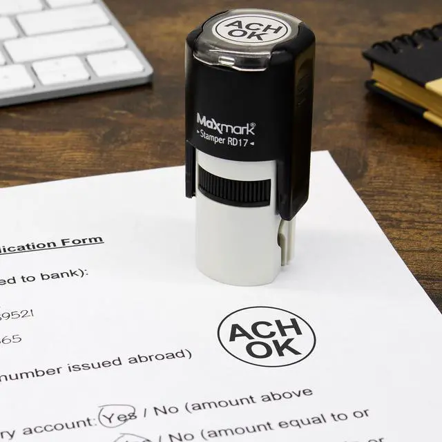 Alt view image 3 of 6 - Custom Round Self Inking Inspection Stamp - Customize up to 3 Lines - 15 Colors to Choose
