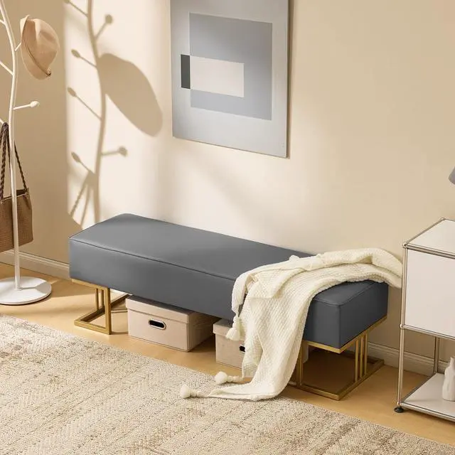 Alt view image 2 of 7 - Waiting Room Bench Seating Faux Leather, 55.1 Office Guest Chair Reception Chair, Lobby Furniture for Conference Room Beauty Salon Barbershop Small Space