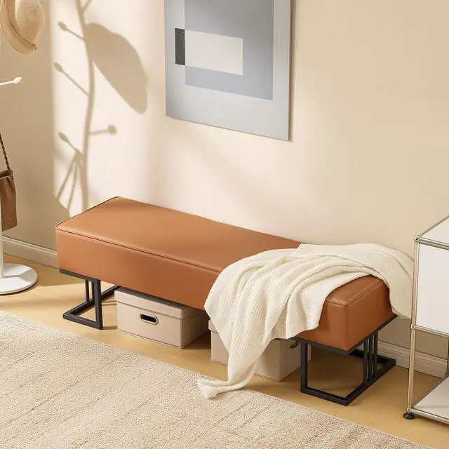 Alt view image 2 of 7 - Waiting Room Bench Seating Faux Leather, 55.1 Office Guest Chair Reception Chair, Lobby Furniture for Conference Room Beauty Salon Barbershop Small Space