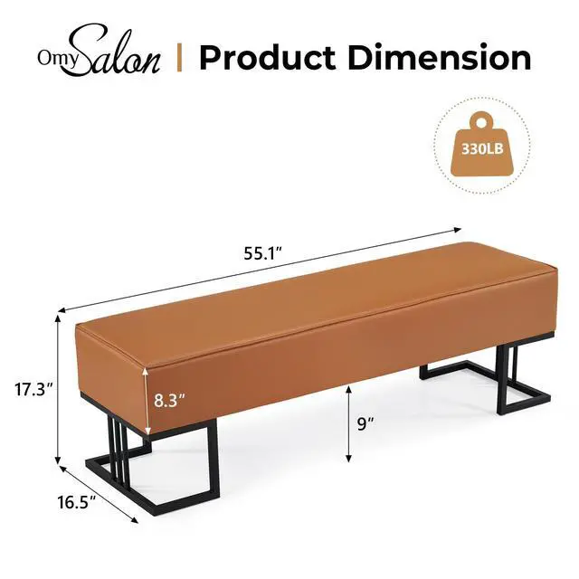 Alt view image 3 of 7 - Waiting Room Bench Seating Faux Leather, 55.1 Office Guest Chair Reception Chair, Lobby Furniture for Conference Room Beauty Salon Barbershop Small Space