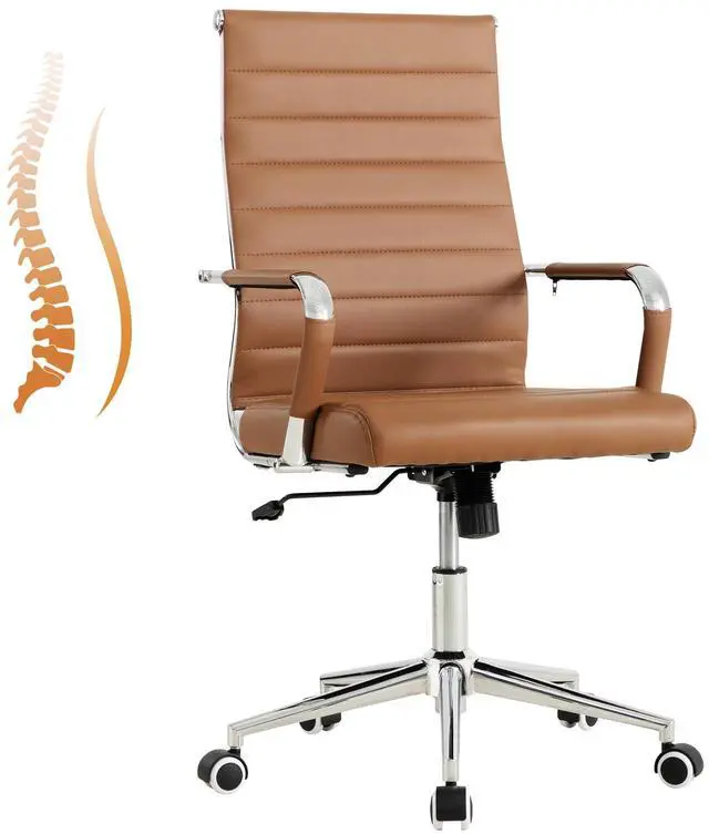 Main image of Ergonomic Office Desk Chair, Modern PU Leather Conference Room Chairs Ribbed, High Back Executive Swivel Rolling Chair for Home, Office
