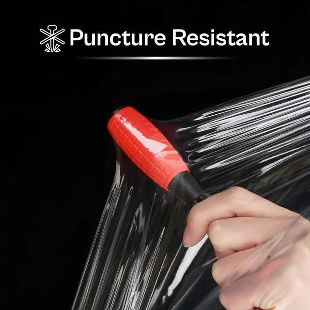 Alt view image 4 of 6 - PSBM Stretch Wrap with Handles, 4 Rolls 10 Inch x 1000 Feet 80 Gauge Heavy Duty Clear Plastic Wrap Industrial Strength Shrink Film for Moving, Packing & Shipping
