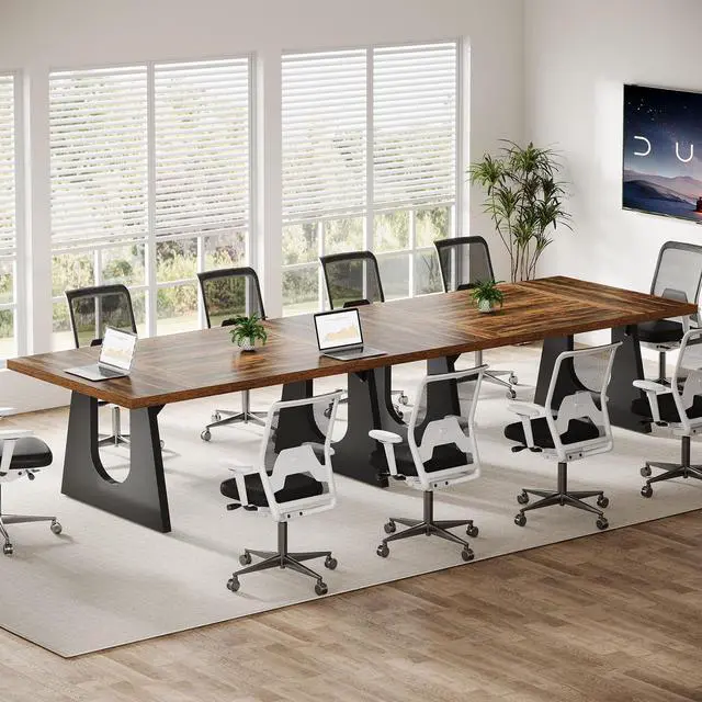 Alt view image 4 of 7 - 70.86" Rectangular Conference Table for 6-8 (Dark Brown) | Large Office Meeting Desk, Reception Office Furniture for Conference Room, Meeting Rooms, Breakrooms & Offices