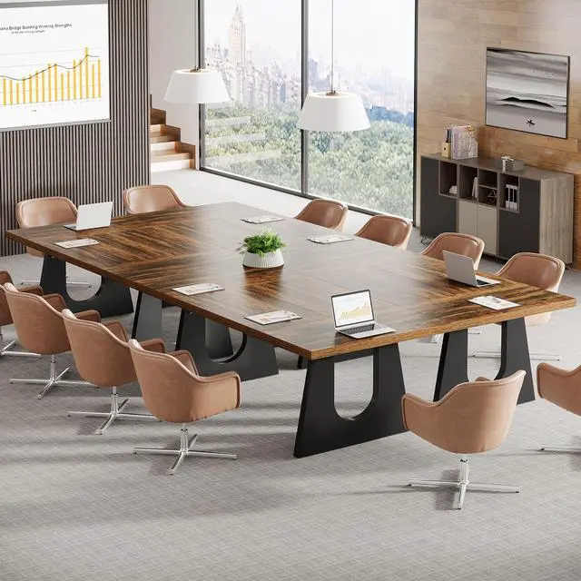 Alt view image 5 of 7 - 70.86" Rectangular Conference Table for 6-8 (Dark Brown) | Large Office Meeting Desk, Reception Office Furniture for Conference Room, Meeting Rooms, Breakrooms & Offices
