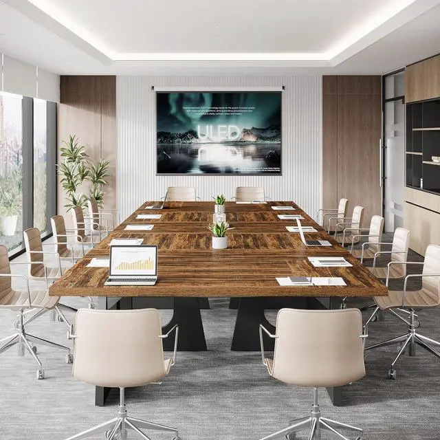 Alt view image 7 of 7 - 70.86" Rectangular Conference Table for 6-8 (Dark Brown) | Large Office Meeting Desk, Reception Office Furniture for Conference Room, Meeting Rooms, Breakrooms & Offices
