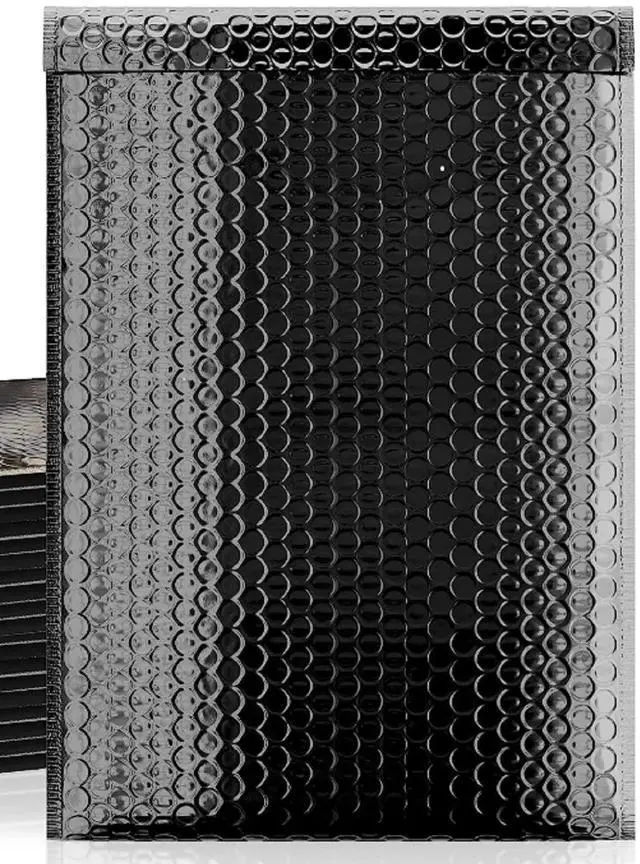 Main image of #0 6x10 Inch Black Glamour Metallic Bubble Mailers Pack of 500 Shiny Padded Envelopes