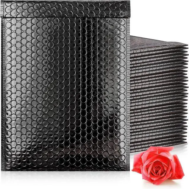 Alt view image 2 of 5 - #0 6x10 Inch Black Glamour Metallic Bubble Mailers Pack of 500 Shiny Padded Envelopes