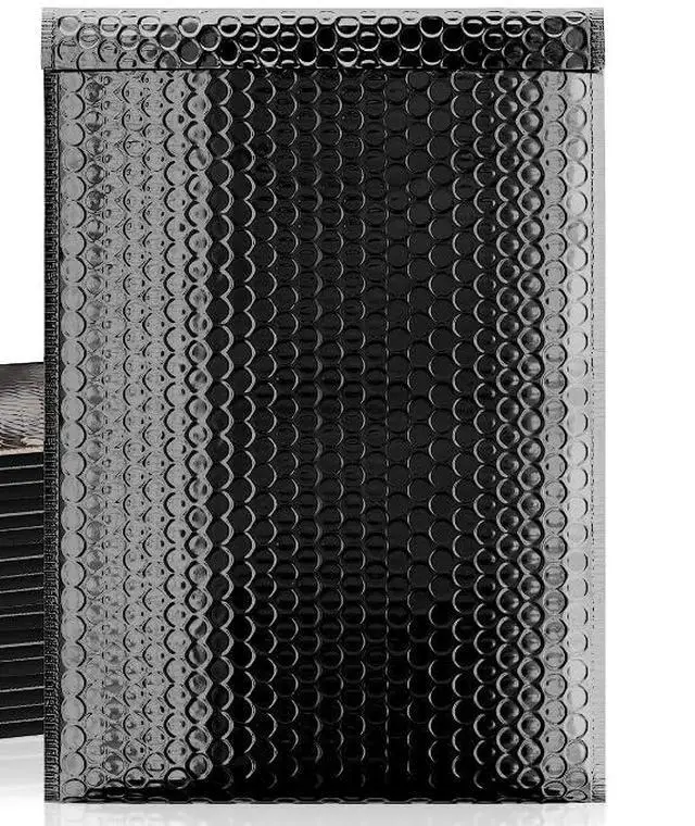 Alt view image 4 of 5 - #0 6x10 Inch Black Glamour Metallic Bubble Mailers Pack of 500 Shiny Padded Envelopes