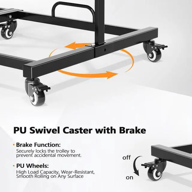 Alt view image 3 of 7 - Double-Tier Chair Rack, Holds 84 Chairs or 12 Tables, 1000 lb | Heavy-Duty Steel Construction, Space-Saving Storage Solution, Ideal for Events, Churches, and Banquets