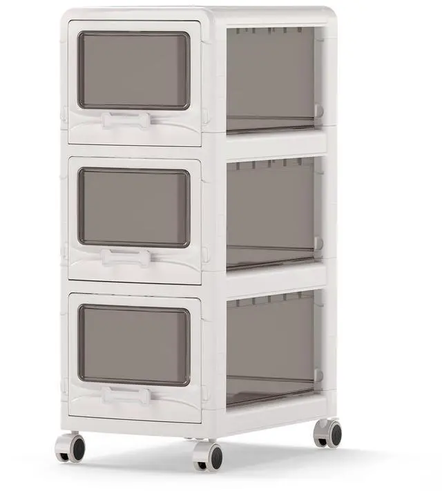 Main image of 3-Tier Rolling Storage Cart, Utility Cart with 3 Drawers & Lockable Wheels for School Art Craft Supplies, Plastic Organizer and Storage for Kitchen and Home Office