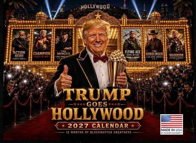 Main image of Trump Goes Hollywood Calendar 2027 Wall | American Made In The USA