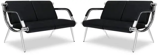 Main image of Set of 2 Waiting Room Furniture Reception Chairs, Salon Chair Set - PU Leather Chair Set for Guest Reception Waiting Room Bench Airport Hospital Bank (2-Seat)