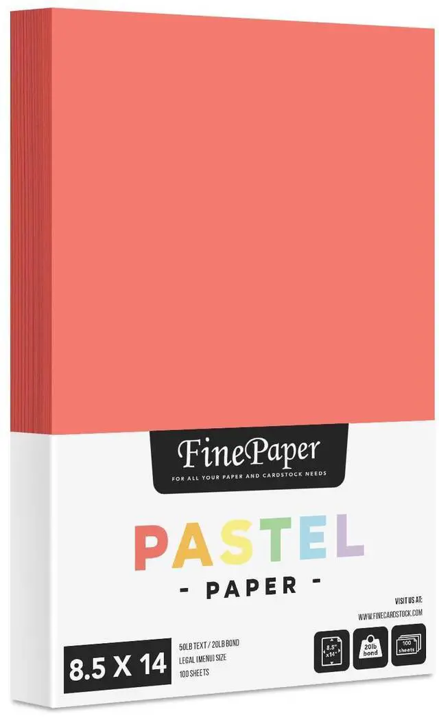 Main image of Salmon Pastel Colored Menu Paper - 8.5" x 14" (Legal Size) - For Documents, Announcements, Menus Arts and Crafts | Bulk Pack of 100 Sheets