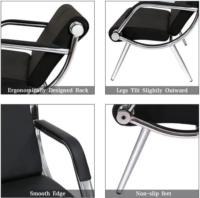 Alt view image 4 of 7 - Set of 2 Waiting Room Furniture Reception Chairs, Salon Chair Set - PU Leather Chair Set for Guest Reception Waiting Room Bench Airport Hospital Bank (2-Seat)