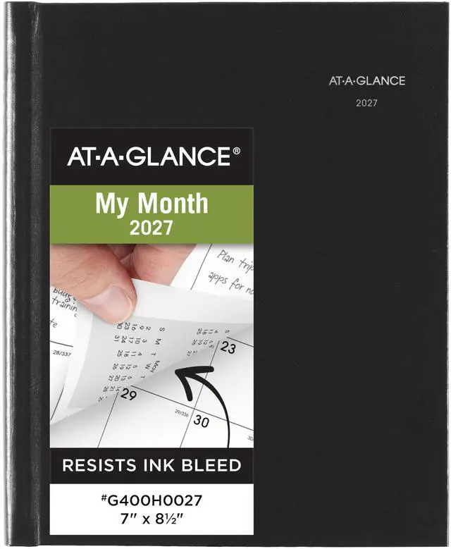 Main image of 2027 Planner, Monthly, 7" x 8.5", Tabbed, Unruled Daily Blocks, Hardcover, DayMinder, Black (G400H0027)