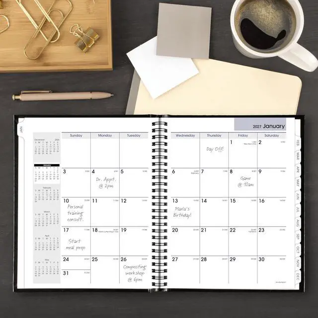 Alt view image 2 of 6 - 2027 Planner, Monthly, 7" x 8.5", Tabbed, Unruled Daily Blocks, Hardcover, DayMinder, Black (G400H0027)