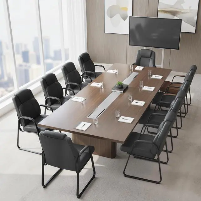 Alt view image 7 of 7 - Big & Tall Waiting Room Chairs Set of 2, PU Leather Reception Guest Chair with Padded Arm Rest, Office Desk Chair with Sled Base No Wheels, for Office Meeting, Conference Room, Lobby, 500lb