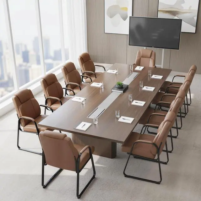 Alt view image 7 of 7 - Big & Tall Waiting Room Chairs Set of 2, PU Leather Reception Guest Chair with Padded Arm Rest, Office Desk Chair with Sled Base No Wheels, for Office Meeting, Conference Room, Lobby, 500lb