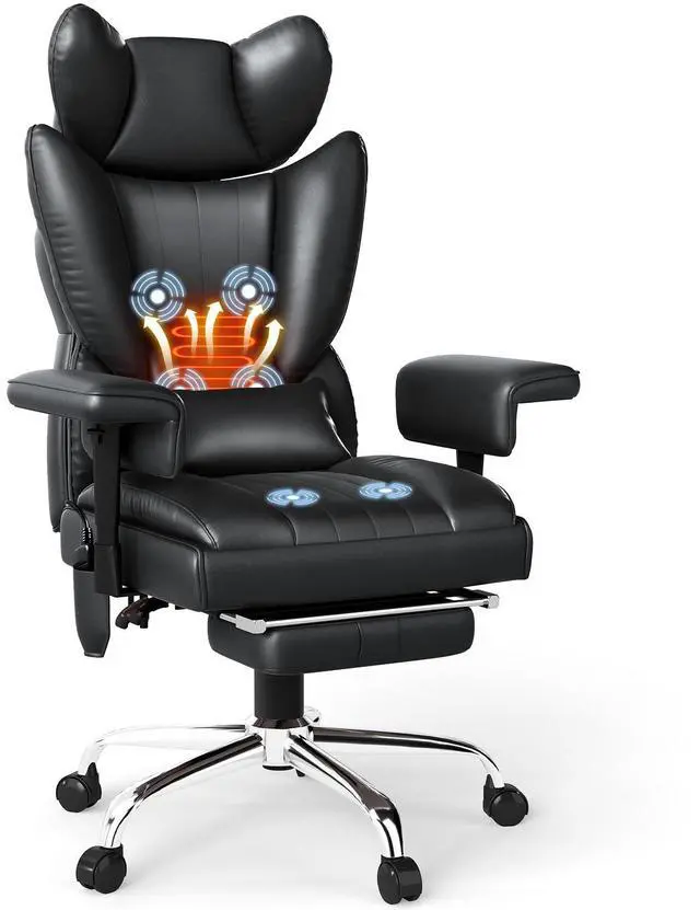 Main image of Massage Office Chair with Heat and Footrest, High Back Recline Gaming Chair | Spacious Padded Seat with Adjustable Headrest, Armrests and Lumbar Support Pillow for Personalized Comfort