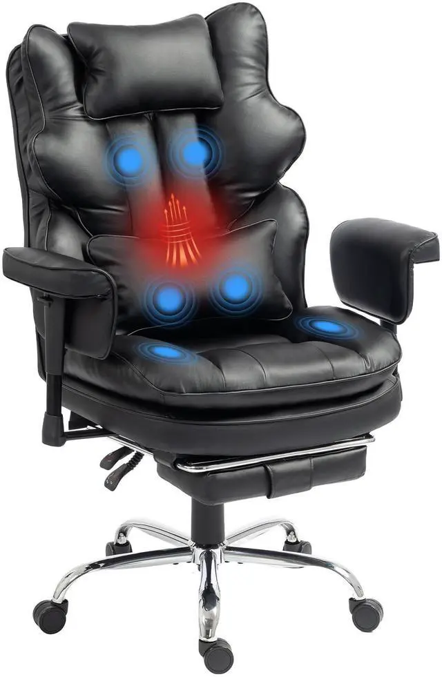 Main image of Massage Office Chair with Heat and Footrest, High Back Recline Gaming Chair | Spacious Padded Seat with Adjustable Headrest, Armrests and Lumbar Support Pillow for Personalized Comfort