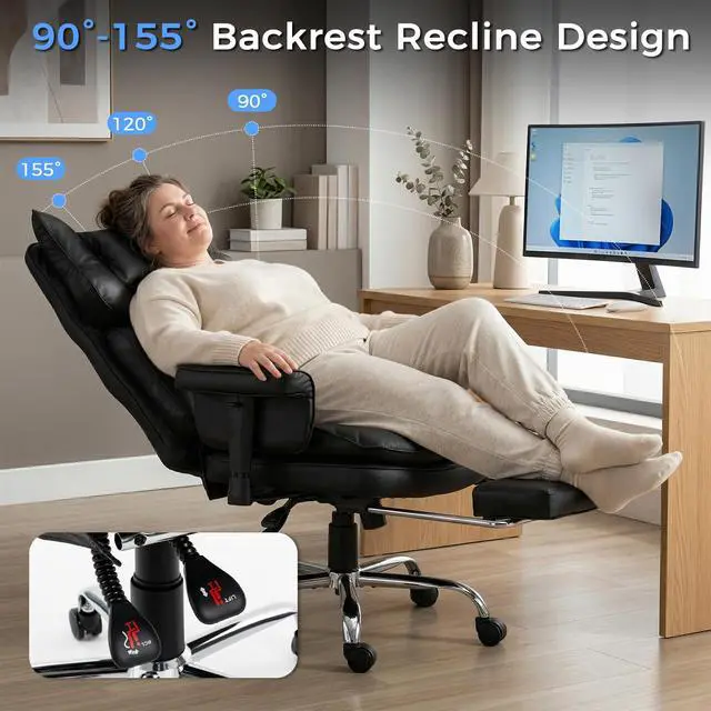 Alt view image 4 of 7 - Massage Office Chair with Heat and Footrest, High Back Recline Gaming Chair | Spacious Padded Seat with Adjustable Headrest, Armrests and Lumbar Support Pillow for Personalized Comfort