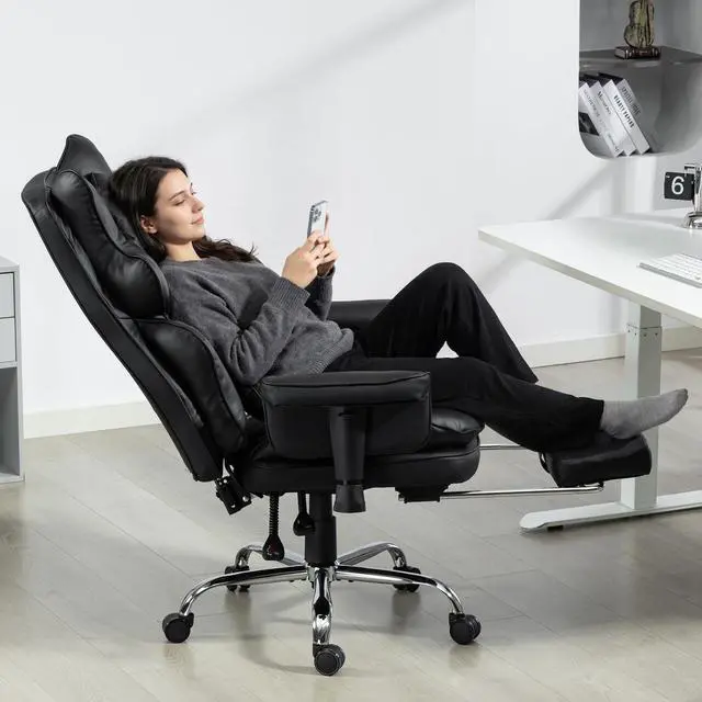 Alt view image 2 of 7 - Massage Office Chair with Heat and Footrest, High Back Recline Gaming Chair | Spacious Padded Seat with Adjustable Headrest, Armrests and Lumbar Support Pillow for Personalized Comfort