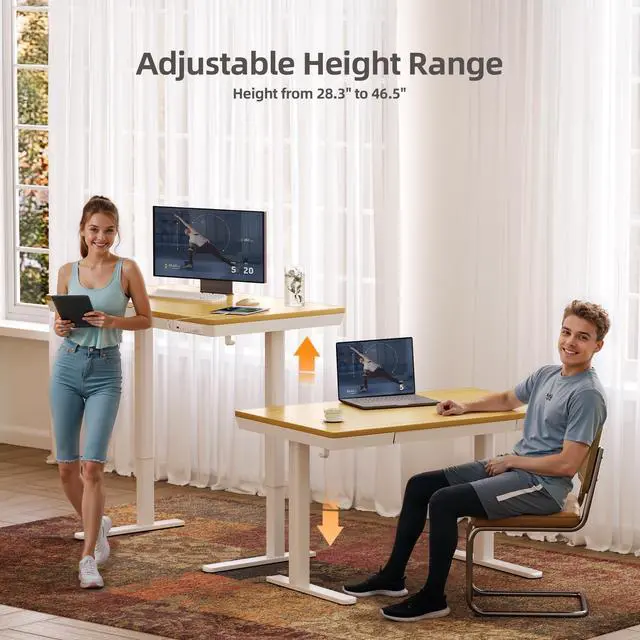 Alt view image 6 of 7 - Bamboo Standing Desk with Drawers & USB Ports 48x24 | Quick Install, Tape-C Port, USB Ports