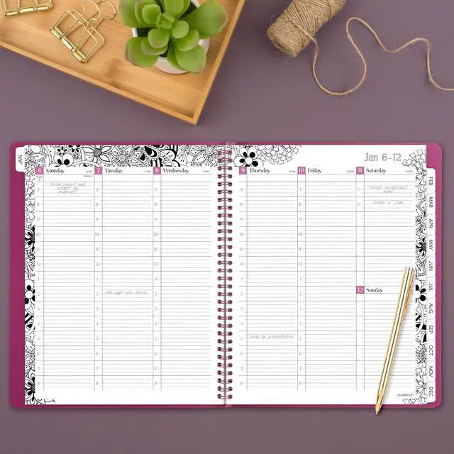 Alt view image 2 of 7 - 2025 Appointment Book Planner, Weekly & Monthly, 8-1/2" x 11", Large, FloraDoodle, White and Black (589-905-25)