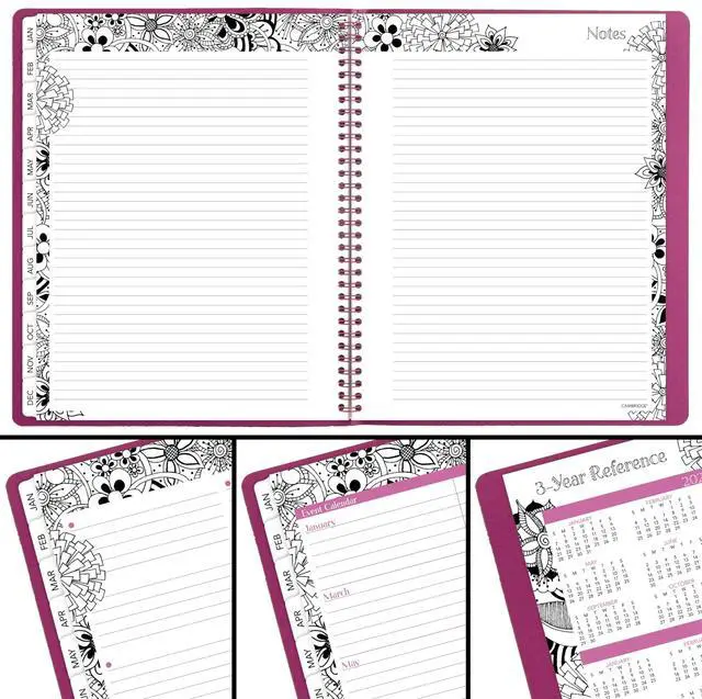 Alt view image 7 of 7 - 2025 Appointment Book Planner, Weekly & Monthly, 8-1/2" x 11", Large, FloraDoodle, White and Black (589-905-25)