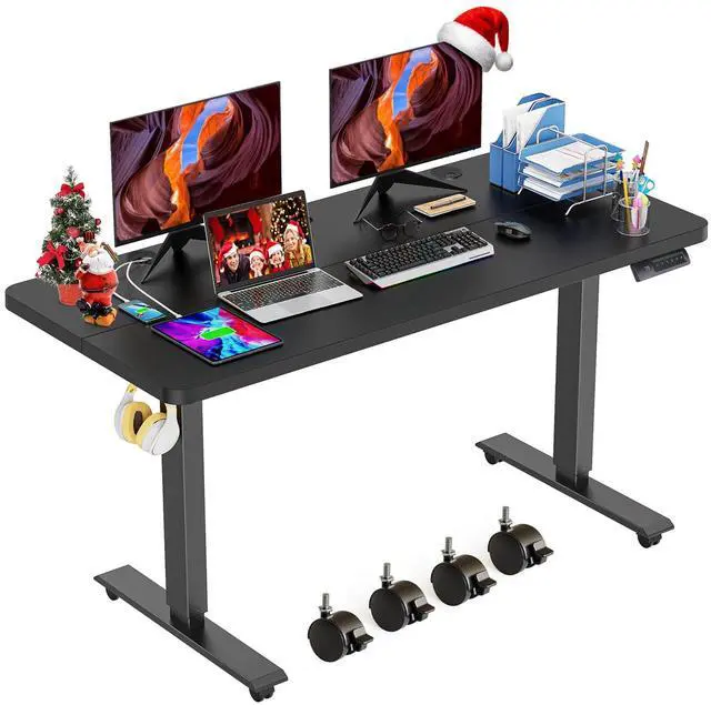 Main image of Electric Standing Desk, Adjustable Height Mobile Home Office Desk, 48x24 Inches Ergonomic Computer Desk with 4 Preset Heights, 27-46in Lifting Range Stand up DeskBlack