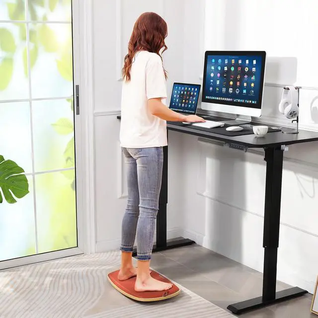 Alt view image 3 of 7 - Electric Standing Desk, Adjustable Height Mobile Home Office Desk, 48x24 Inches Ergonomic Computer Desk with 4 Preset Heights, 27-46in Lifting Range Stand up DeskBlack