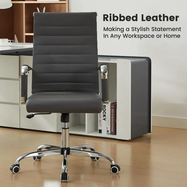 Alt view image 3 of 7 - Office Desk Chair Leather, Conference Room Chairs with Wheels, Modern Executive Computer Guest Chairs with Arms