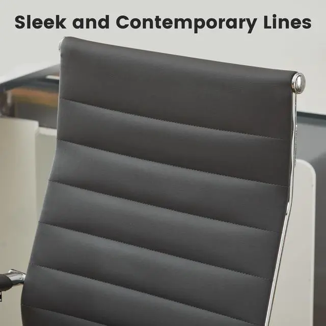 Alt view image 4 of 7 - Office Desk Chair Leather, Conference Room Chairs with Wheels, Modern Executive Computer Guest Chairs with Arms