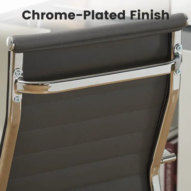 Alt view image 5 of 7 - Office Desk Chair Leather, Conference Room Chairs with Wheels, Modern Executive Computer Guest Chairs with Arms
