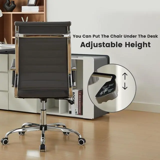 Alt view image 7 of 7 - Office Desk Chair Leather, Conference Room Chairs with Wheels, Modern Executive Computer Guest Chairs with Arms