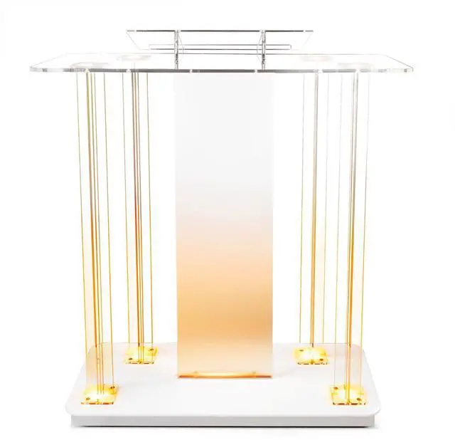 Main image of Acrylic Church Pilpits with Wheels, 46'' Church Podium with 15 Colors RGB LED Lights,Podium Stand Lecterns Pulpits for Church, Wedding, Concert Speech, Classroom (40L*17.7W *46.6H)