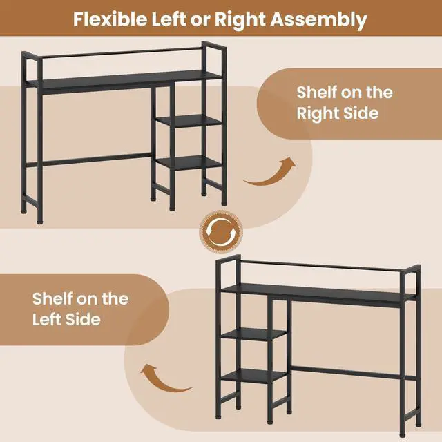 Alt view image 4 of 6 - Desktop Bookshelf, 38.5" Dorm Desk Hutch for 27" Monitor (Black) | 4-Tier Desk Shelf with Anti-tip Device, Countertop Storage for Computer Desk, Wood Desk Organizer Shelves for Home Office